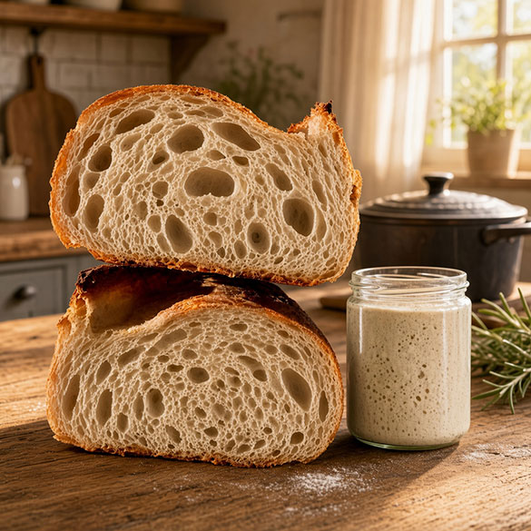 Hogaza de pan casero de masa madre