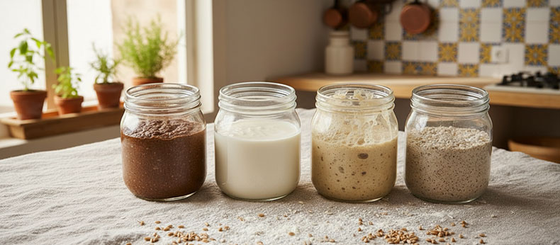 Comparativa de diferentes tipos de iniciadores de masa madre NutriBrew Centeno Trigo y San Francisco