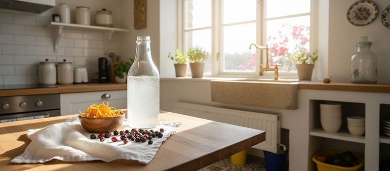 Ingredientes-ricos-en-vitamina-C-junto-a-una-botella-de-kefir-de-agua