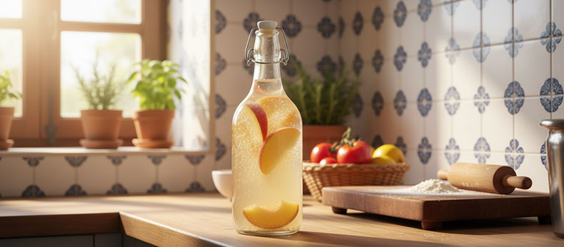 Kefir-de-agua-con-melocoton-y-limon