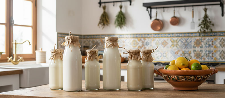 Kefir-de-leche-fresco-en-botellas-de-cristal-para-una-conservacion-optima