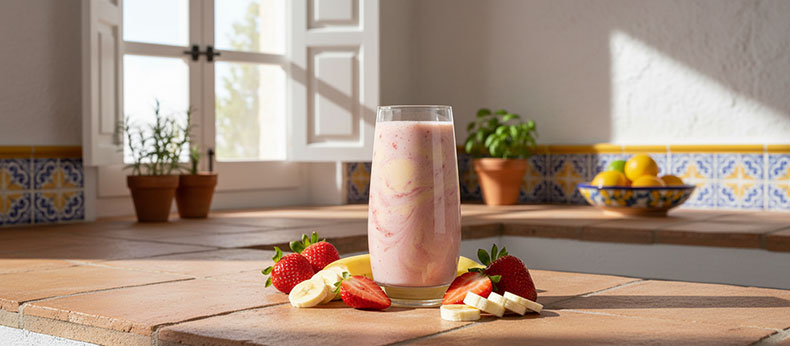 Smoothie-de-kefir-con-fresa-y-platano-bebida-probiotica