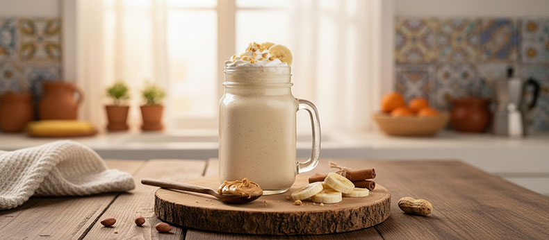 Smoothie-de-kefir-de-leche-con-platano-y-mantequilla-de-cacahuete