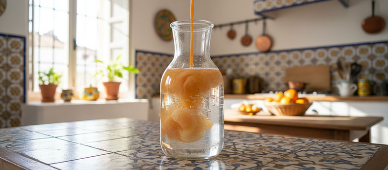 Zumo-de-zanahoria-y-naranja-mezclandose-con-kefir-de-agua