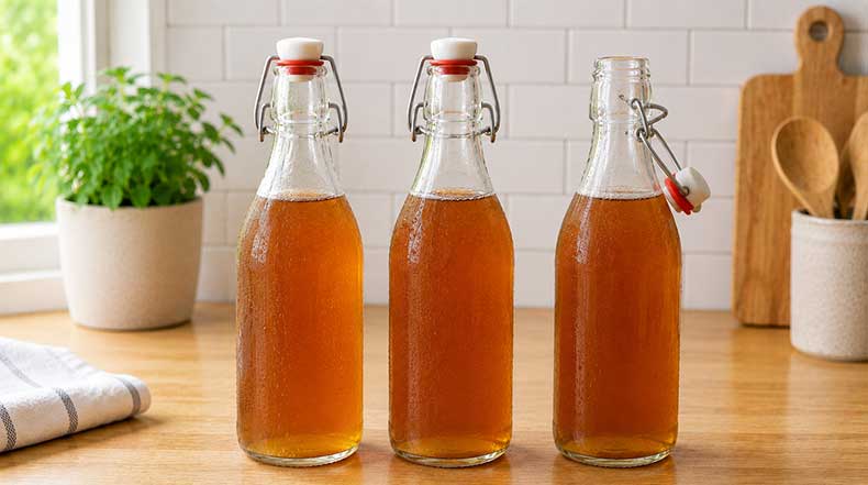 Botellas herméticas de vidrio con cierre flip-top para mejorar la carbonatación de la kombucha casera