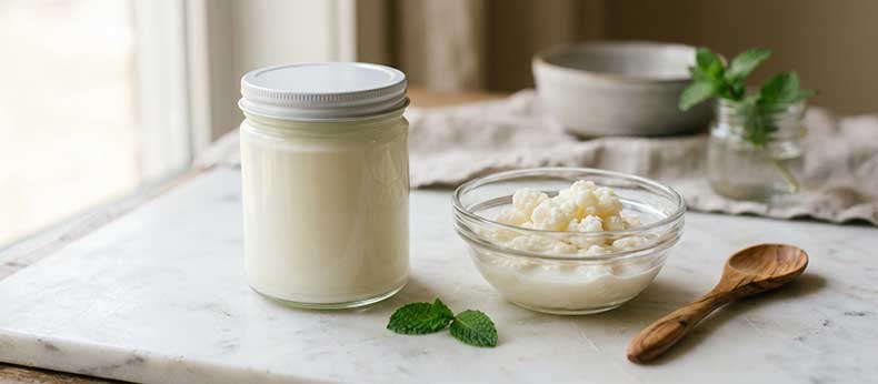 Comparativa entre kéfir Hacendado de Mercadona en tarro y nódulos de kéfir de leche vivos NutriBrew para fermentar en casa