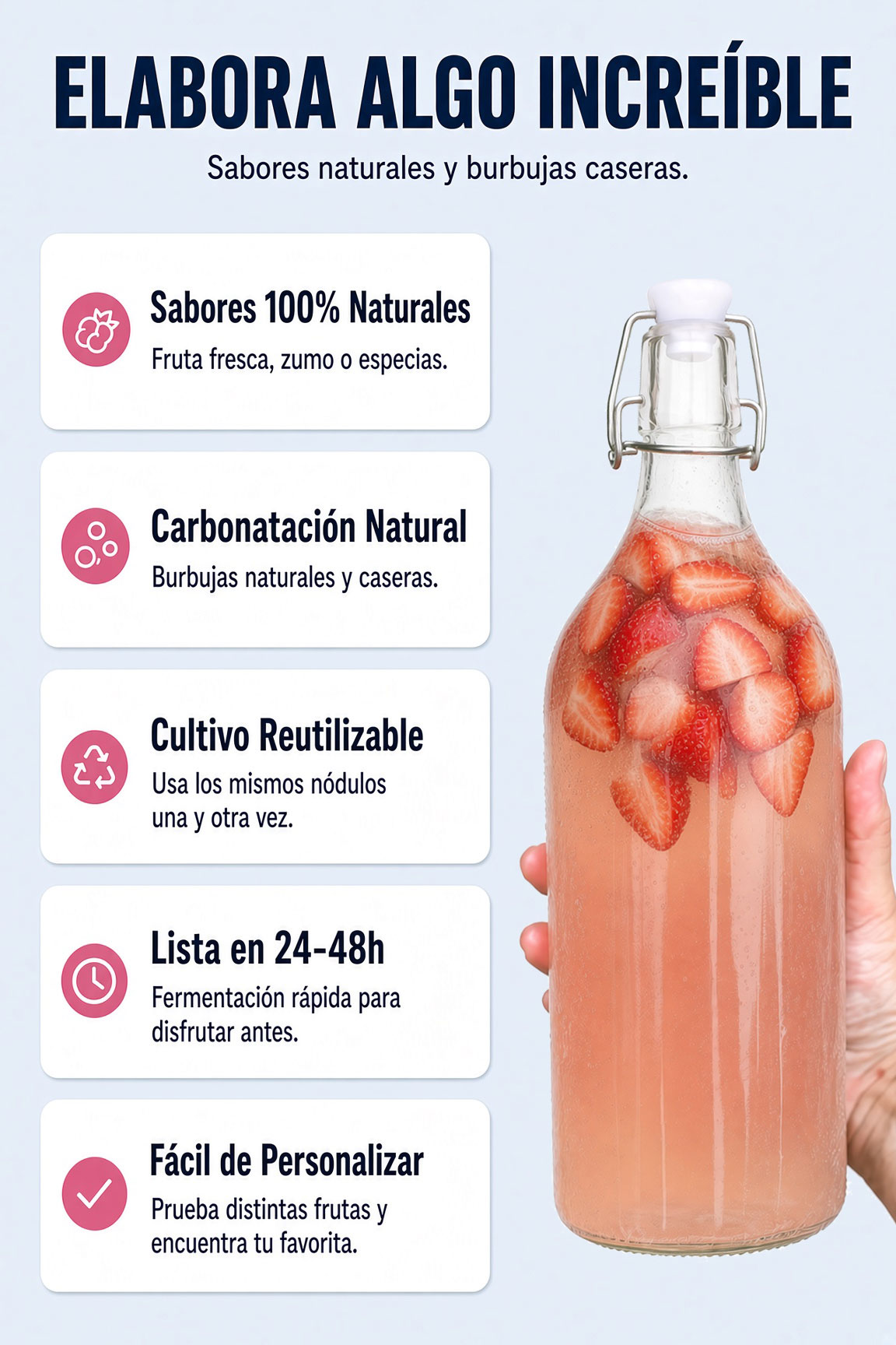 Botella de kéfir de agua con sabor de frutas, ideas para la segunda fermentación casera