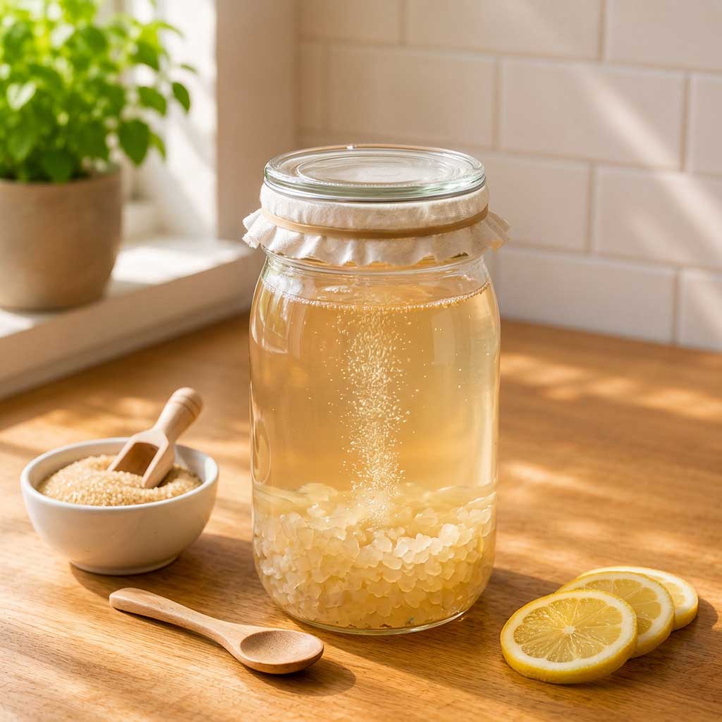 Nódulos de kéfir de agua vivos en fermentación, guía de preguntas frecuentes
