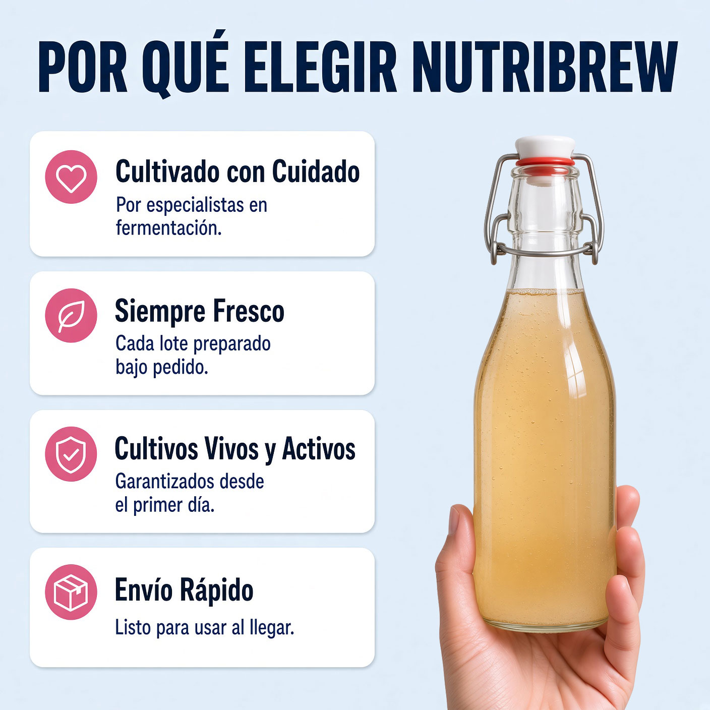 Por qué elegir NutriBrew para tu kéfir de agua: cultivo cuidado, siempre fresco, cultivos vivos y envío rápido