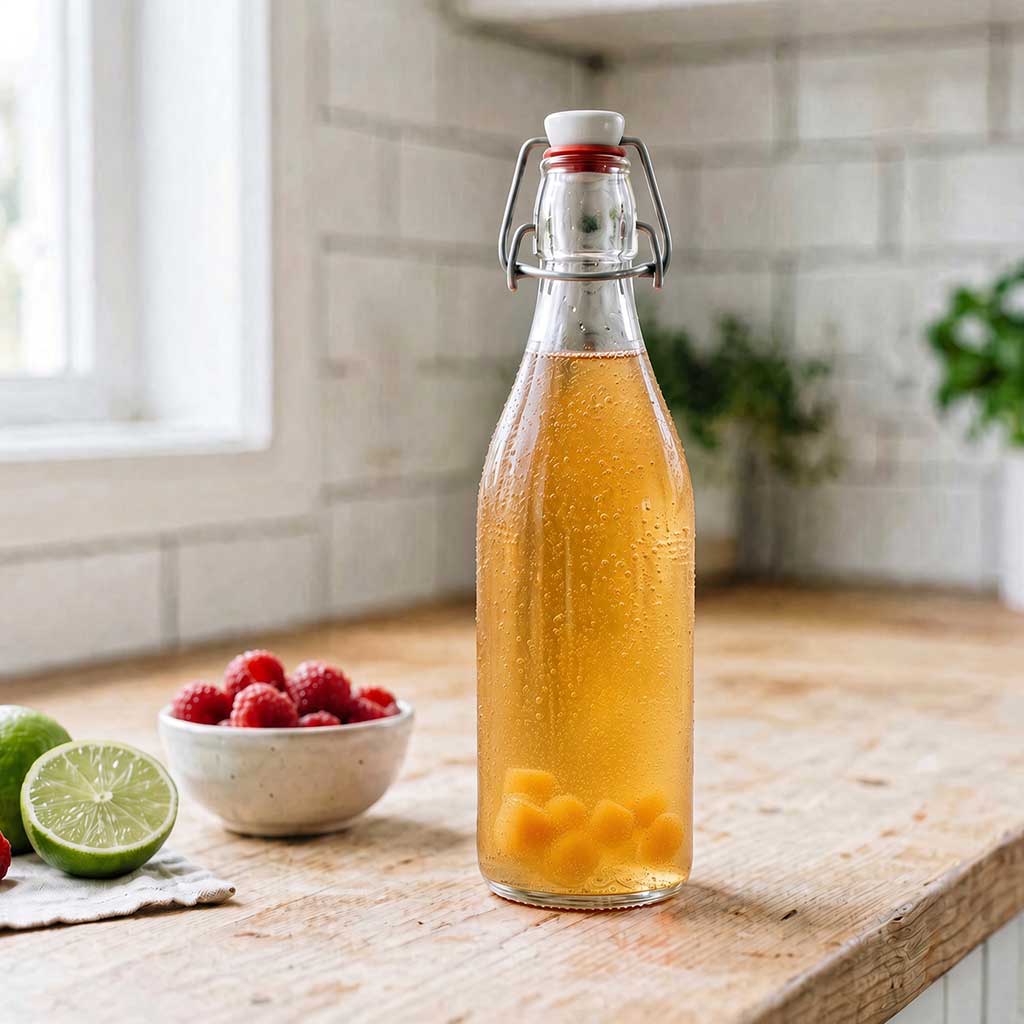 Kombucha de mango, receta fermentada tropical con buena efervescencia