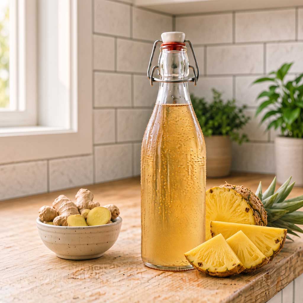 Kombucha de piña, receta fermentada tropical y refrescante